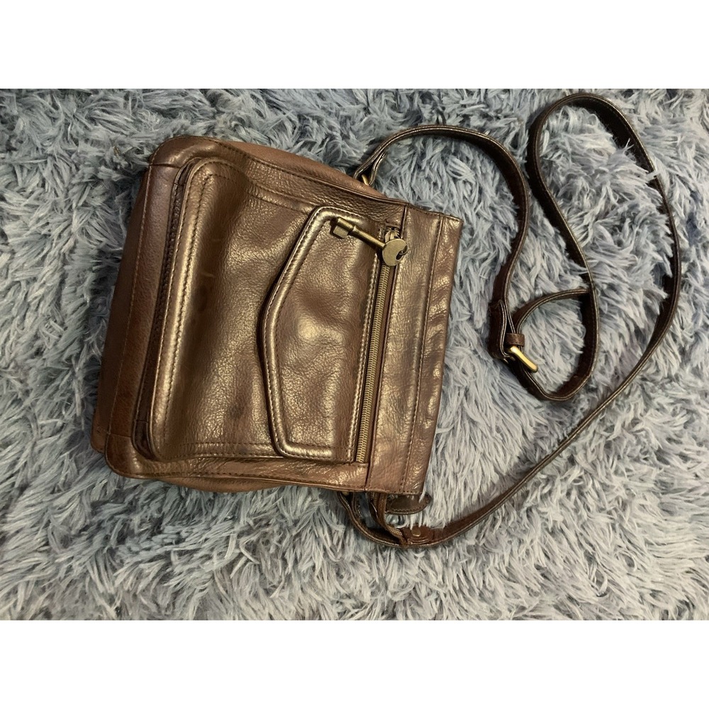 Fossil Vintage Leather Crossbody‎ Bag Brown Adjustable Strap Zip Pocket W/key